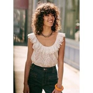 Sezane Rosa Blouse Tank Top in Ecru